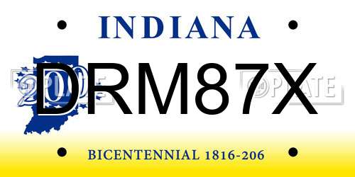 DRM87X Indiana License Plate