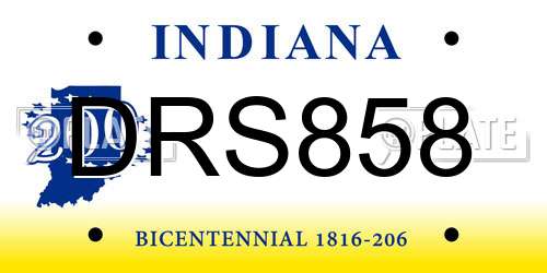 DRS858 Indiana License Plate