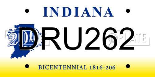 DRU262 Indiana License Plate