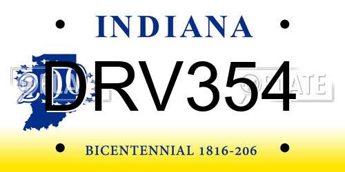 DRV354 Indiana License Plate