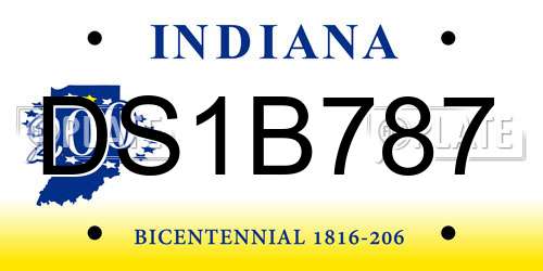 DS1B787 Indiana License Plate