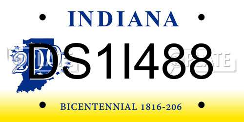 DS1I488 Indiana License Plate