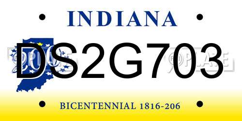 DS2G703 Indiana License Plate