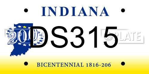 DS315 Indiana License Plate