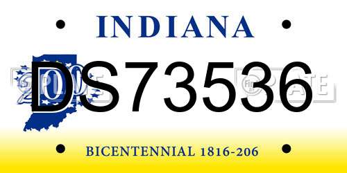 DS73536 Indiana License Plate