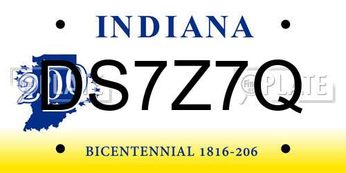 DS7Z7Q Indiana License Plate