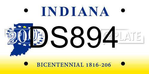 DS894 Indiana License Plate