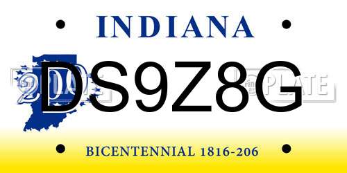DS9Z8G Indiana License Plate