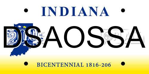 DSAOSSA Indiana License Plate