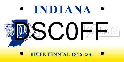 DSC0FF Indiana License Plate