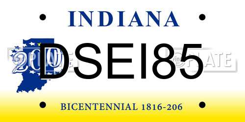 DSEI85 Indiana License Plate