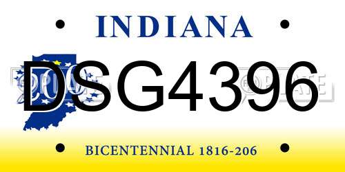 DSG4396 Indiana License Plate