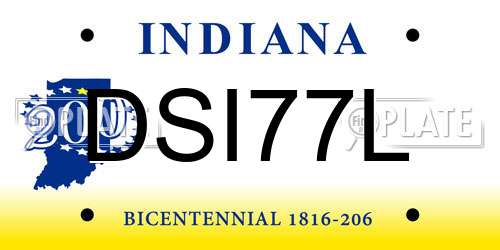 DSI77L Indiana License Plate