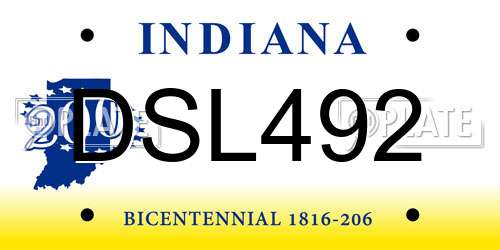 DSL492 Indiana License Plate