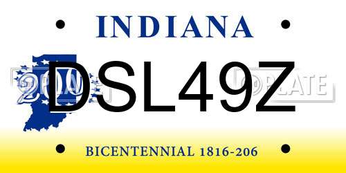 DSL49Z Indiana License Plate