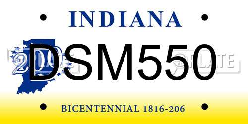 DSM550 Indiana License Plate