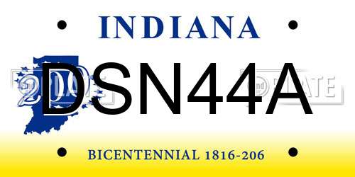 DSN44A Indiana License Plate