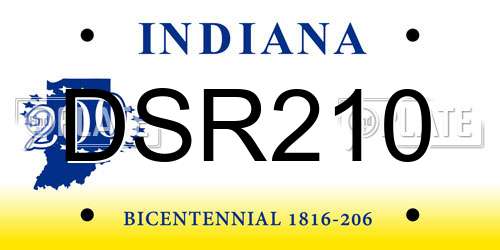 DSR210 Indiana License Plate