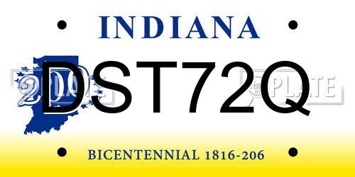 DST72Q Indiana License Plate