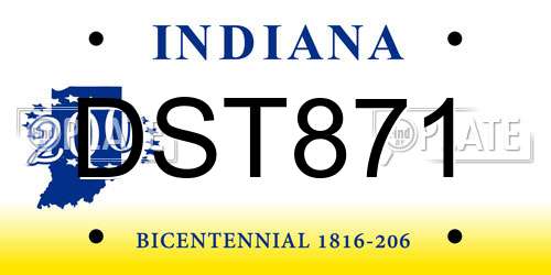 DST871 Indiana License Plate