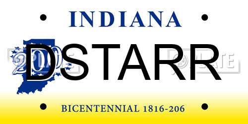 DSTARR Indiana License Plate