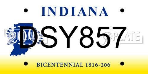 DSY857 Indiana License Plate