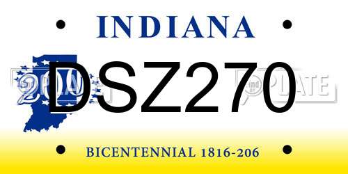 DSZ270 Indiana License Plate