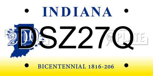 DSZ27Q Indiana License Plate