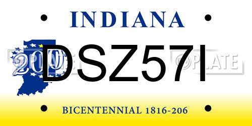 DSZ57I Indiana License Plate