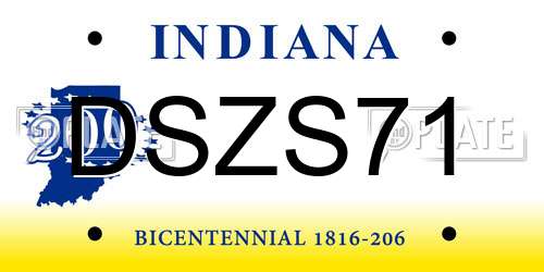 DSZS71 Indiana License Plate
