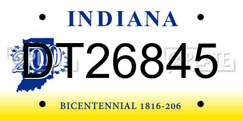 DT26845 Indiana License Plate