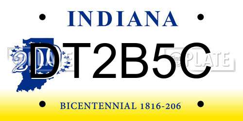 DT2B5C Indiana License Plate