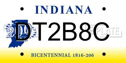 DT2B8C Indiana License Plate