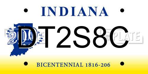 DT2S8C Indiana License Plate