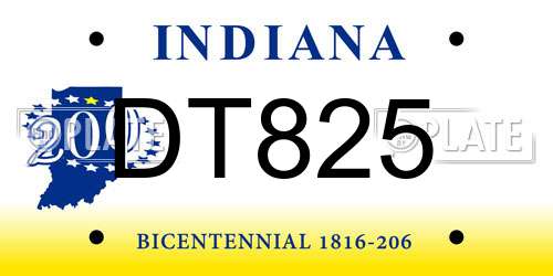 DT825 Indiana License Plate