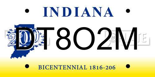 DT8O2M Indiana License Plate