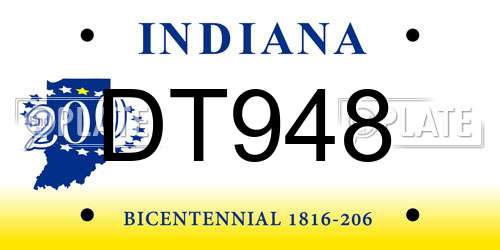 DT948 Indiana License Plate