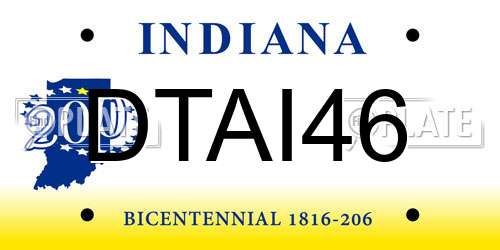 DTAI46 Indiana License Plate