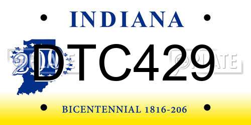 DTC429 Indiana License Plate