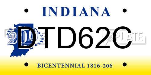 DTD62C Indiana License Plate