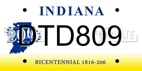 DTD809 Indiana License Plate