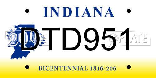 DTD951 Indiana License Plate