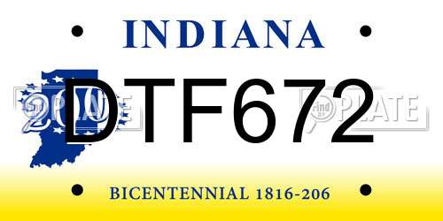 DTF672 Indiana License Plate