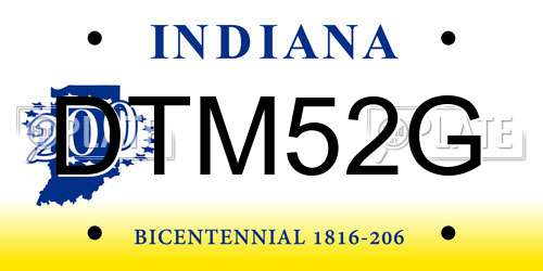 DTM52G Indiana License Plate