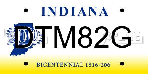 DTM82G Indiana License Plate