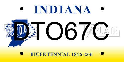 DTO67C Indiana License Plate
