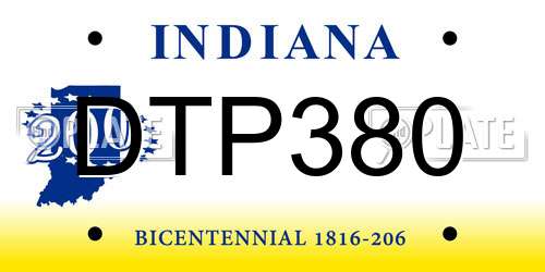 DTP380 Indiana License Plate