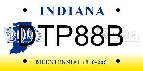 DTP88B Indiana License Plate