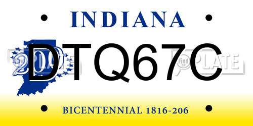 DTQ67C Indiana License Plate