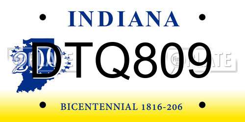 DTQ809 Indiana License Plate